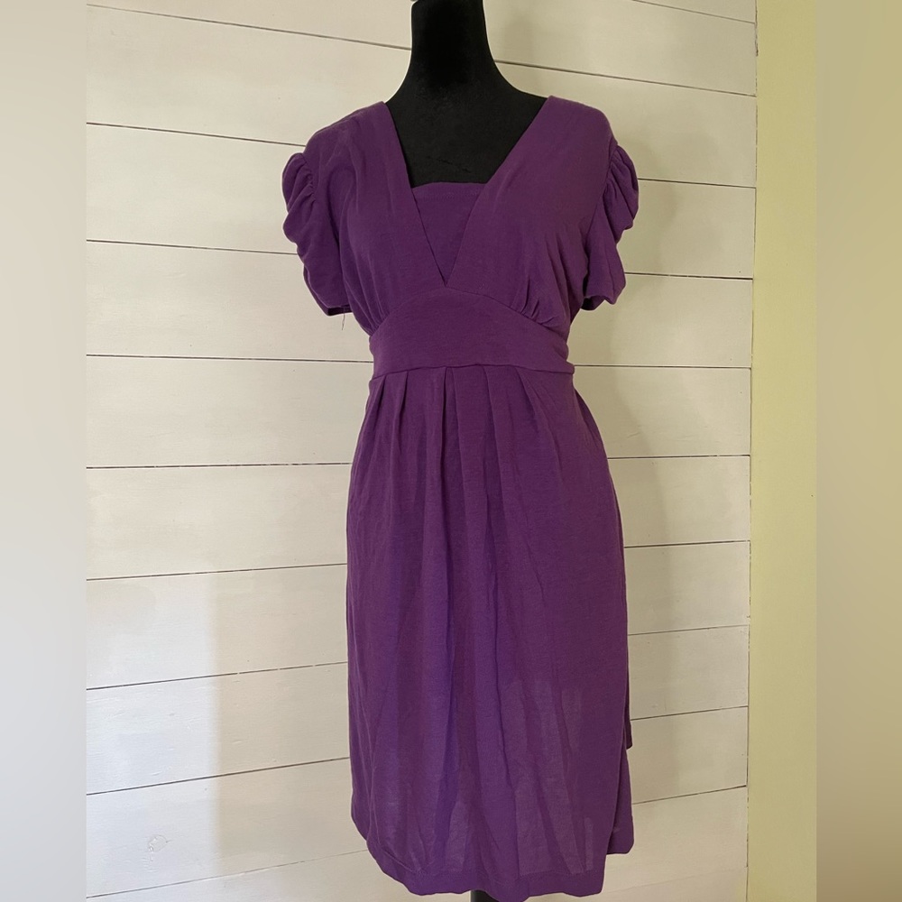 Purple Maternity V Neck Dress Size Medium